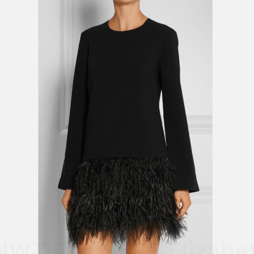 ★NWT Org.$595 Elizabeth & James ostrich feather dress Black US0★